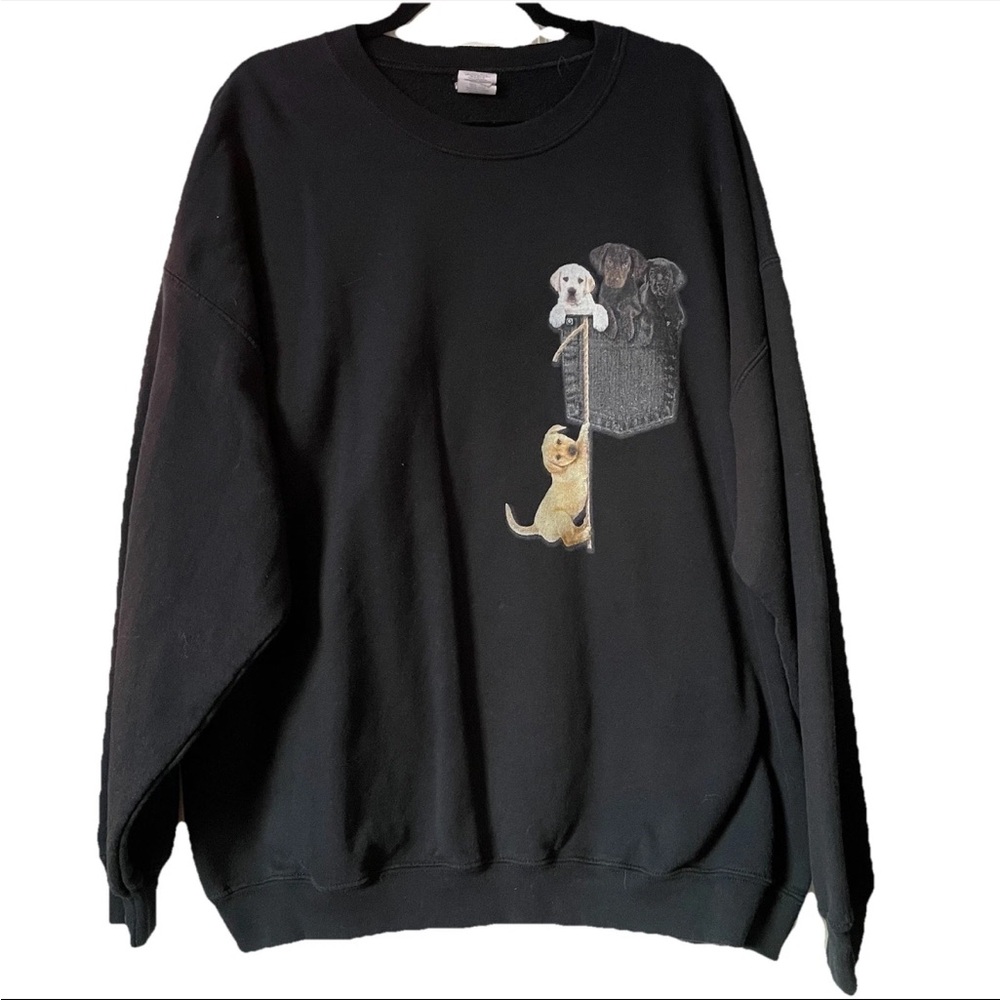 Vintage Size 2XL Labrador Retriever 4 Cute Dogs Sweatshirt BLACK Unisex GILDAN